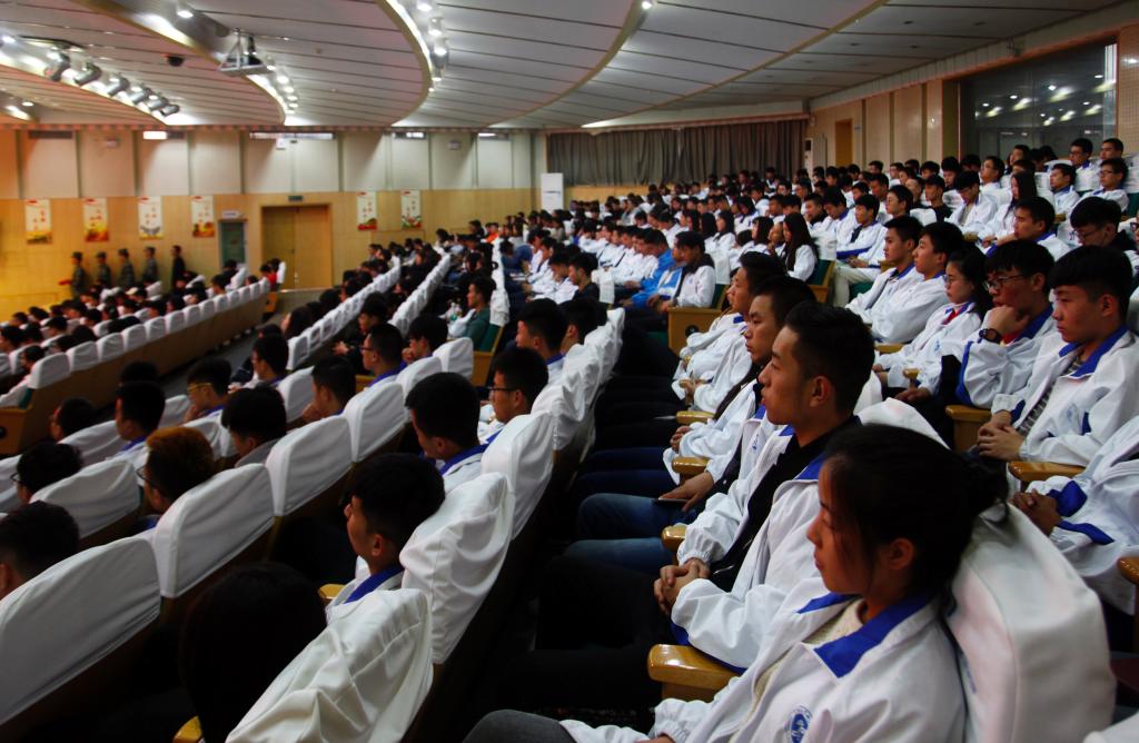 各二级学院党总支书记,学生工作党支部支部书记和400名党员发展对象参加典礼